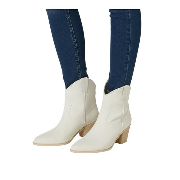 MIA Sawyer Embroidered Pointed Toe Cowboy Booties Women's Beige Sz 8 - Picture 1 of 13